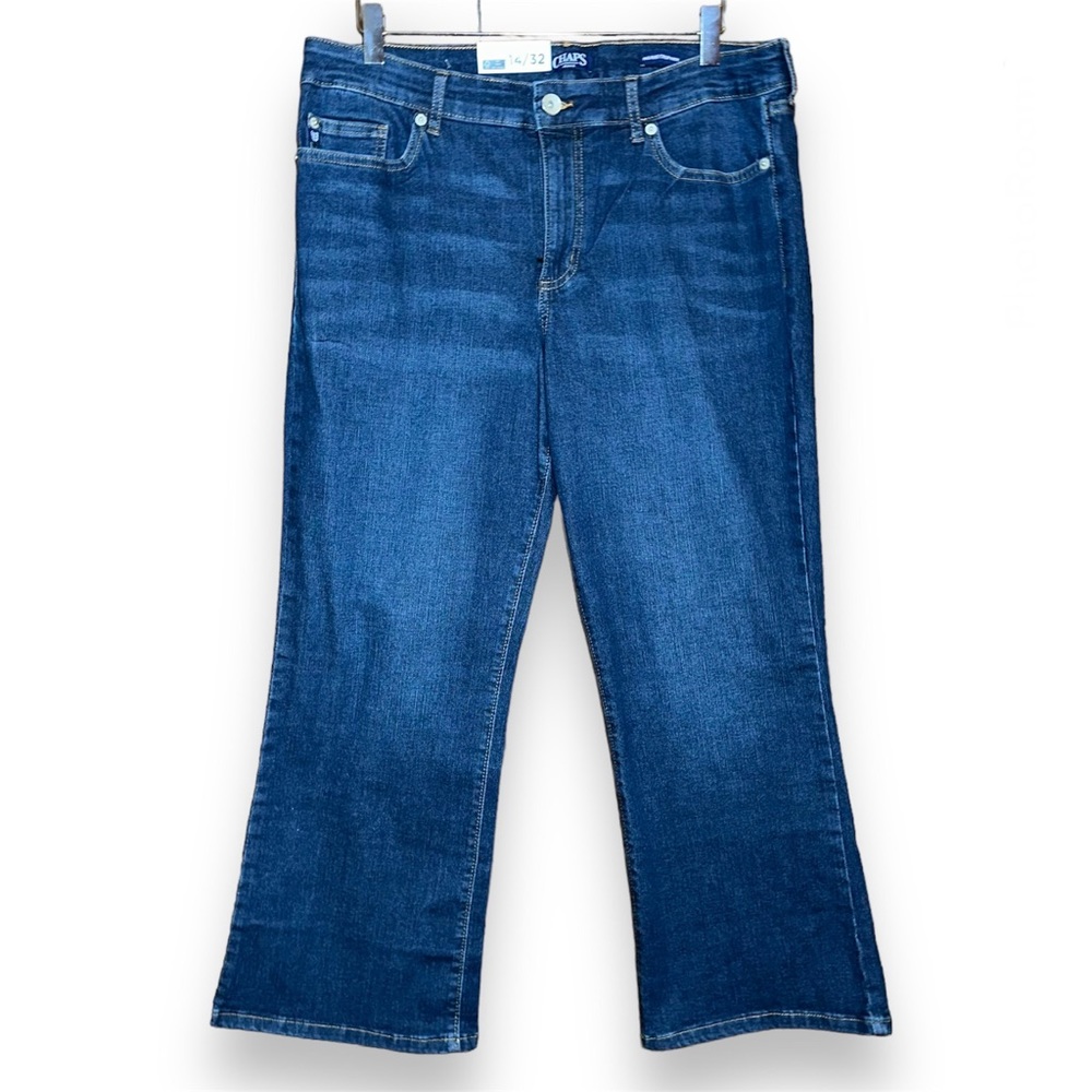 CHAPS NWT Mid Rise Crop Kick Dark Wash Womens Jeans Size 14/32
